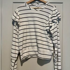 Evereve Striped Ruffle Long Sleeve Top